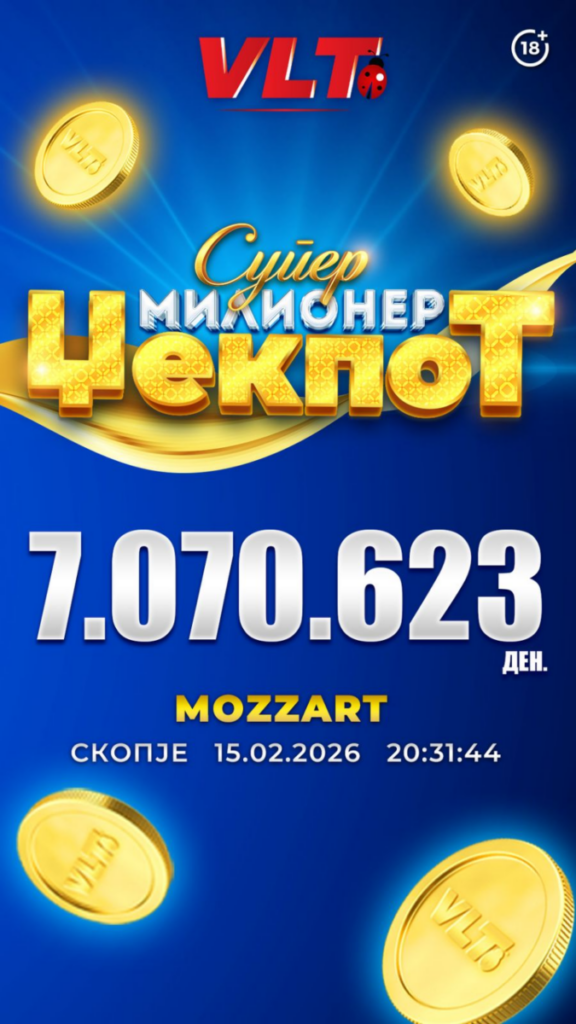 Среќни ВЛТ вести: Ф.Н. освои СУПЕР МИЛИОНЕР ВРЕДЕН 7.070.623 денари