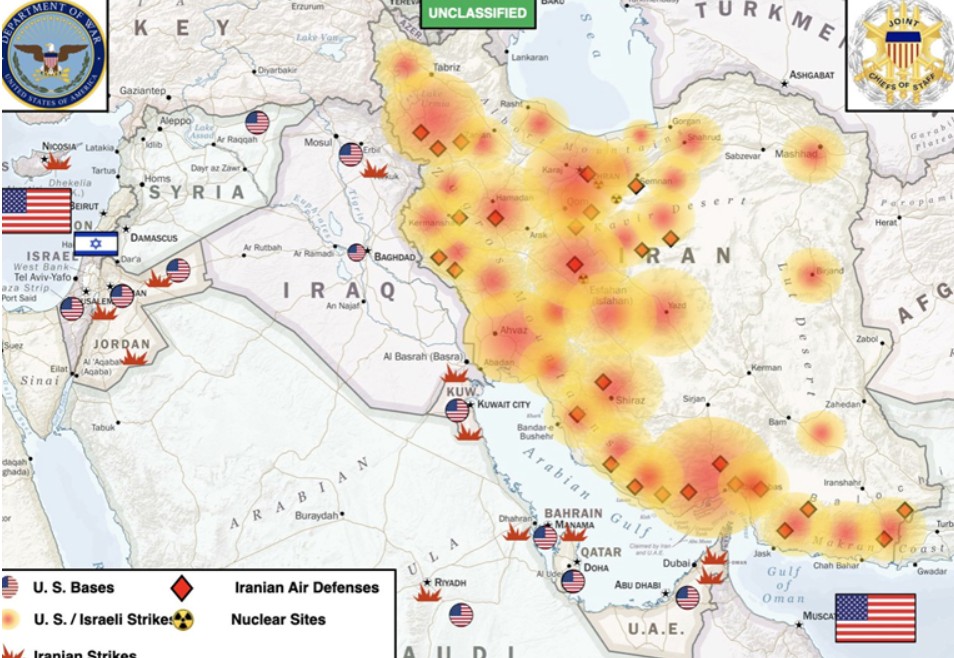 Пентагон објави мапа: „Ова се првите 10 дена од операцијата ‘Епски гнев’“