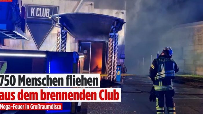 ИЗГОРЕ ДИСКОТЕКА ВО ГЕРМАНИЈА: Во моментот на избувнувањето на огнот во објектот имало 750 лица, нема сериозно повредени