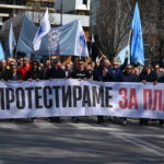 ФОТО: Работнички протест во Скопје, ССМ бара минимална плата од 600 евра и линеарно зголемување на платите
