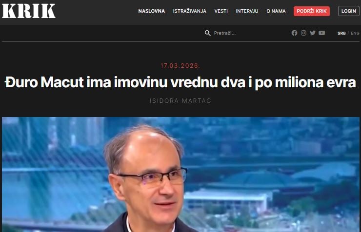 Речиси двојно е зголемена вредноста на имотот на српскиот премиер, Ѓуро Мацут
