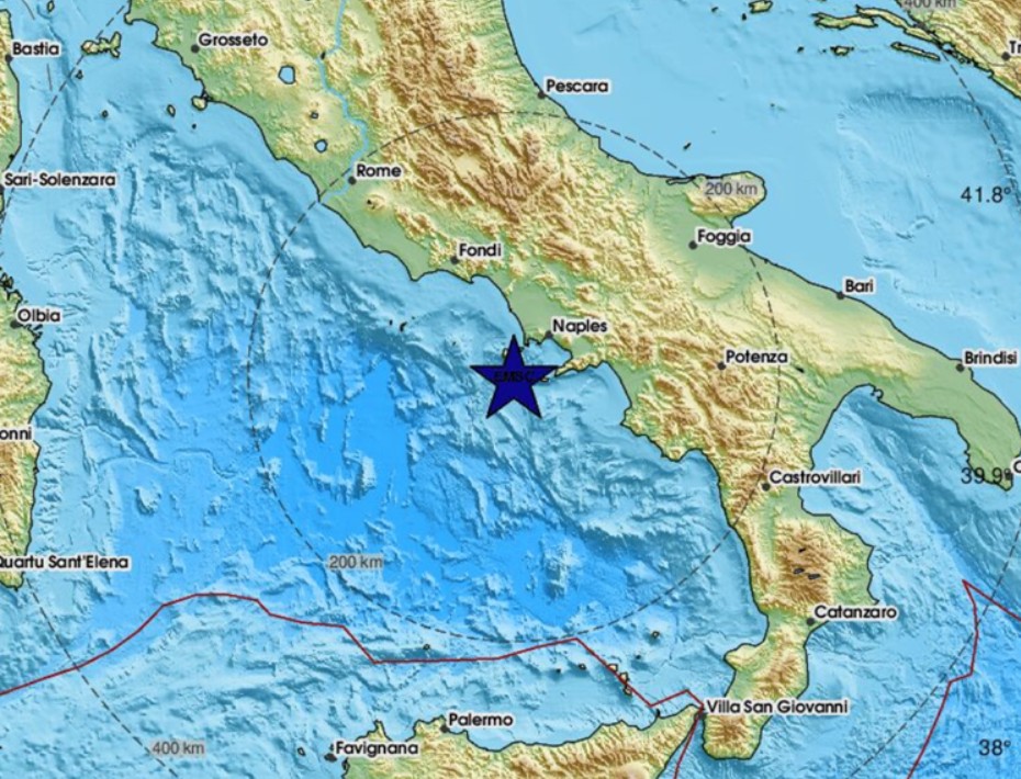Земјотрес со јачина од 5,9 степени по Рихтер во Тиренското Море, крај брегот на Италија