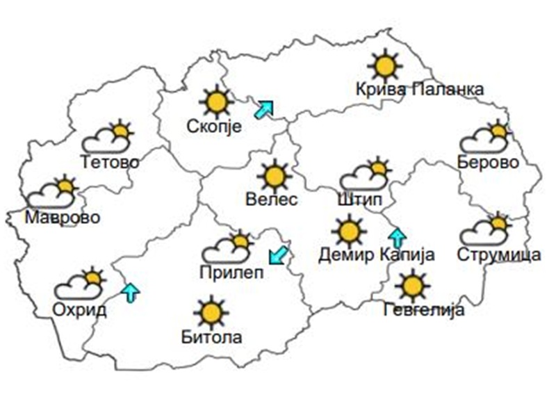 Наутро студено, преку денот сончево со температури до 20 степени