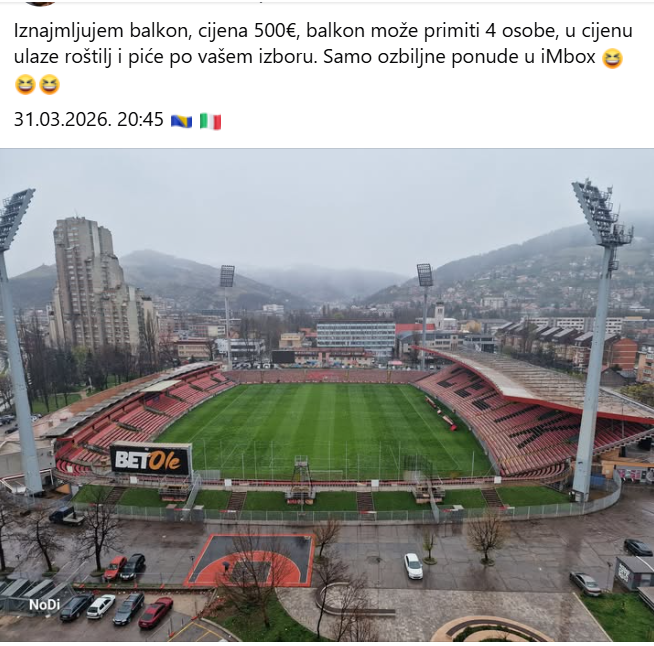 Навивач од Зеница го изнајмува балконот со најдобар поглед на стадионот