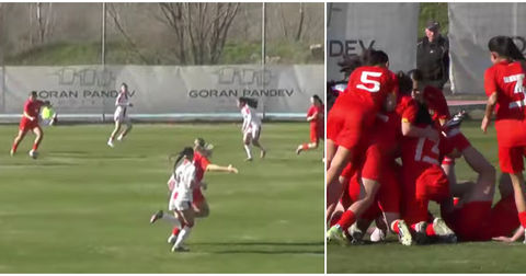 ВИДЕО: Ова не го бранеа ни три голманки – ЕВРОГОЛ на Наумоска за Македонија!