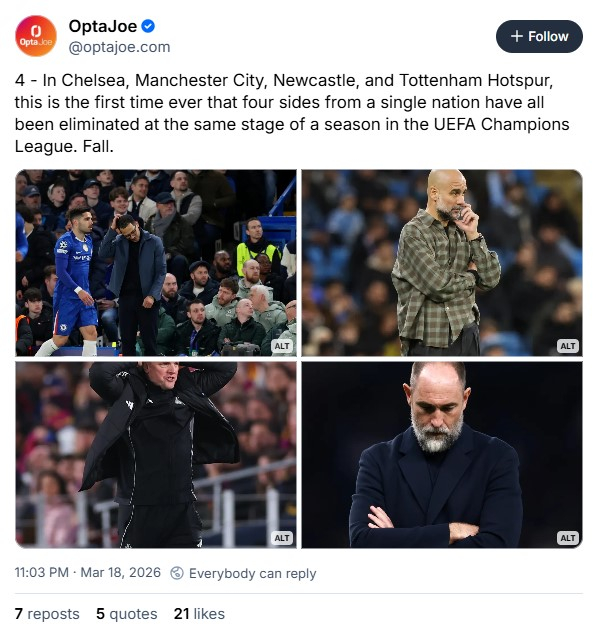 Податок за англиската четворка која не помина баш добро во ЛШ