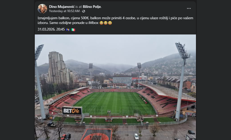 Го понуди балконот за 500 евра за мечот меѓу БиХ и Италија, па зажали! (ФОТО)