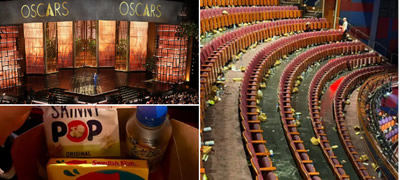 Не е Македонија, Холивуд е – ѓубре од шишиња и пуканки оставени низ салата по Оскарите (фото)