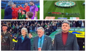 Пртседателот на ФФМ, Омерагиќ заедно со првата дама на Ирска, Кетрин Коноли ги поздравија пред мечот репрезентативците (ФОТО)