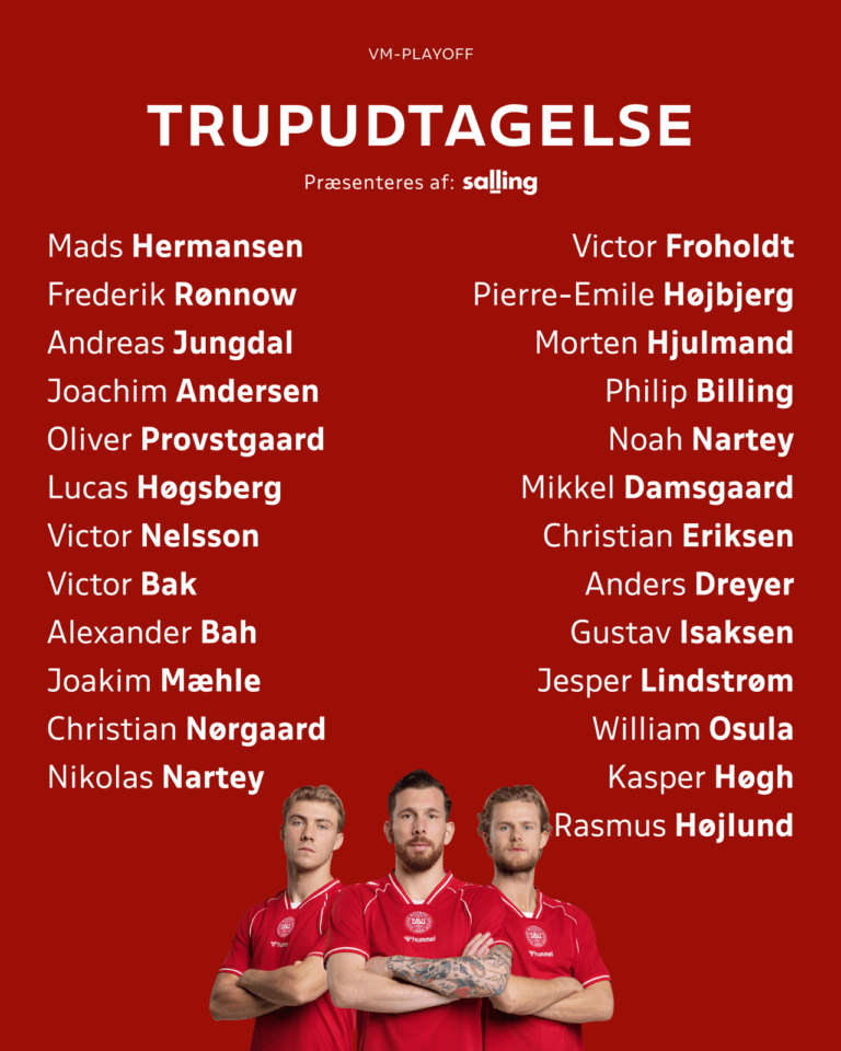 Данска го објави составот за бараж мечот против Македонија