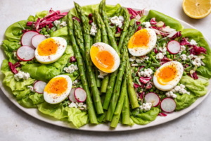 Пролетна салата со аспарагус, јајца и свежо сирење