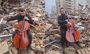 (ВИДЕО+ФОТО) „Уметноста е отпор“ – Сцена од Бејрут што потсетува на настапот на Ведран Смаиловиќ во разурнатата Градска куќа: Либанците свиреа во урнатините