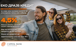 Капитал Банка со поволни услови за ЕКО ДРАЈВ кредит за набавка на возило