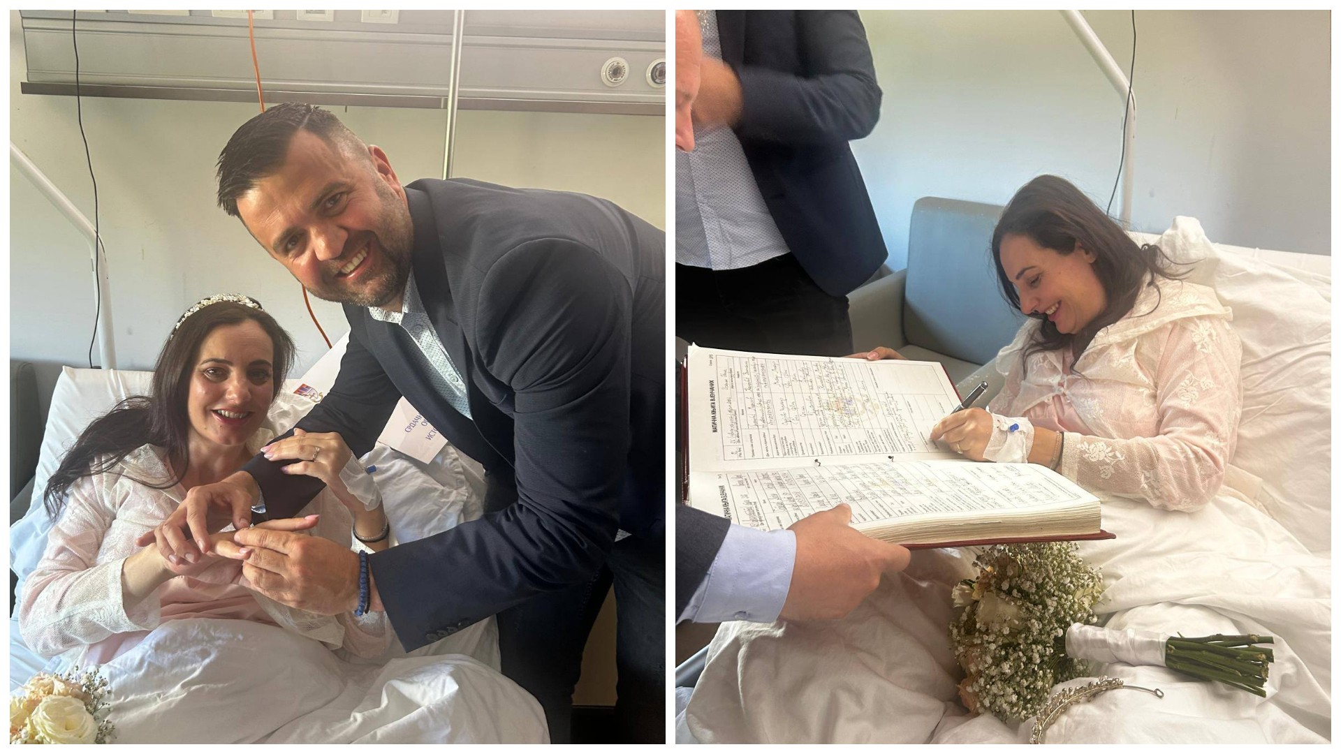 Валентина и Мирослав се венчаа во болница: Наместо во венчаница во пижами, но љубовта победи