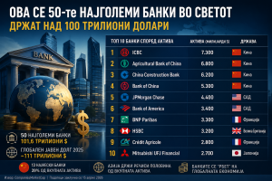 Ова се 50-те најголеми банки во светот според актива: Држат над 100 трилиони долари