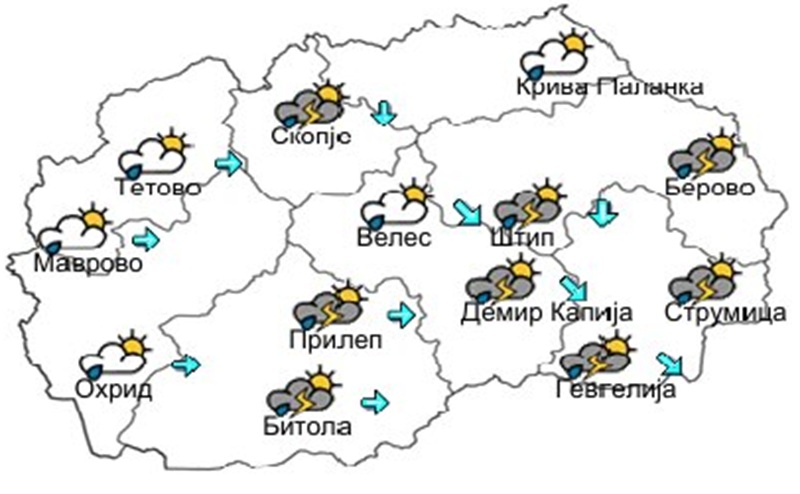 Денеска и утре нестабилно со дожд, грмежи и засилен ветер – темпeратурата до 21 степен