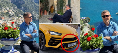 Моно Алекс ужива во Италија - бизнисменот позира во одела и вози автомобили со името на регистарските таблички