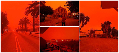 Островот Крит како сцена од апокалиптичен филм: Портокалово небо и прашина поради песочна бура од Сахара (фото+видео)