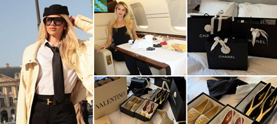Наша манекенка, позната по љубовта кон луксузот, се фали со полни ќеси од Chanel и Gucci на патување во Париз