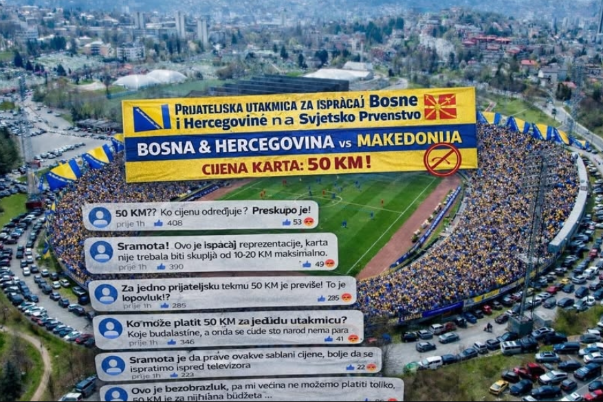 Федерацијата на БиХ ги објави цените на влезниците за натпреварот со Македонија и ги налути навивачите