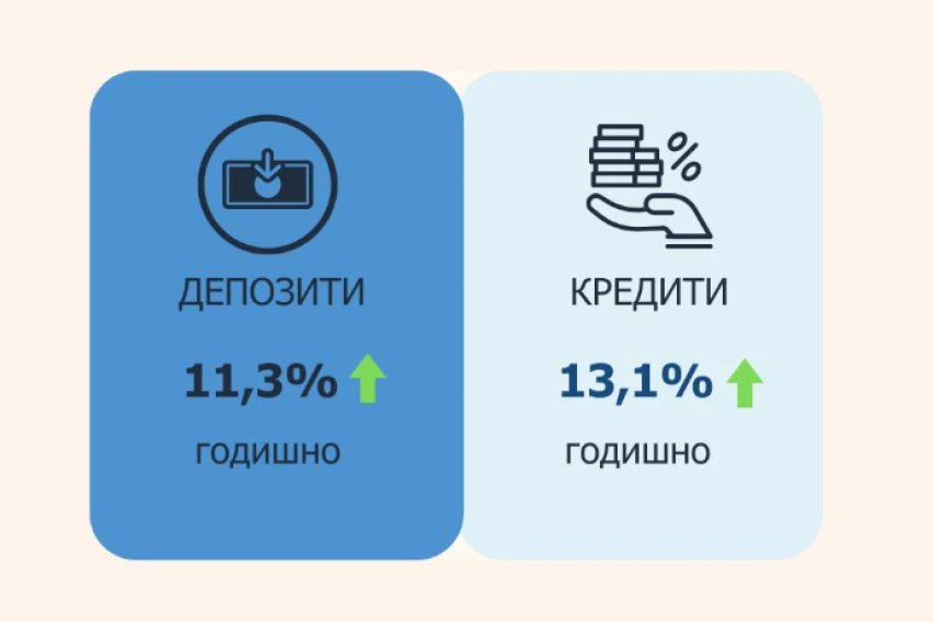 Народна банка: Годишен раст од 11,3% на вкупните депозити и од 13,1% на вкупната кредитна поддршка во март