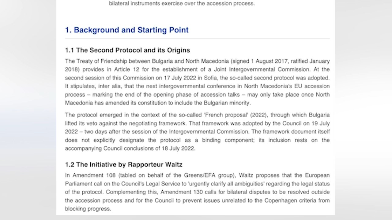 Нон пејпер кружи низ Европскиот парламент со кој се бара расчистување на нејаснотиите од протоколот со Бугарија