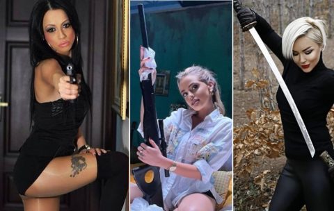 Познати Македонки наоружани „до заби“: Разголени убавици со пиштоли, пушки и катани во рацете, за еротски набој во градите (ФОТО)