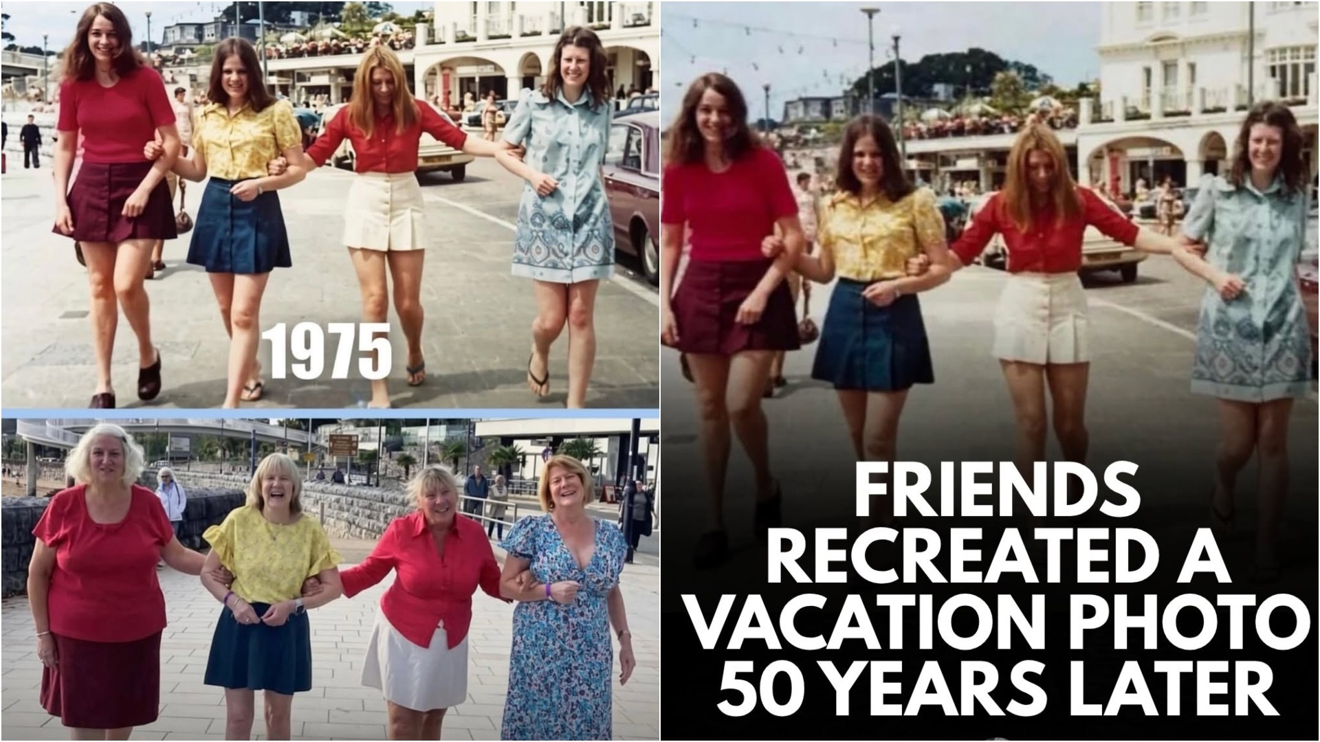 По 53 години се вратија и го повторија моментот од младоста: Фотографија од четири пријатели го воодушеви интернетот