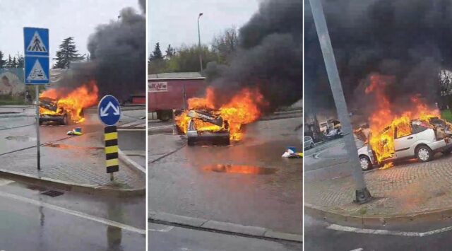 Опожарено возило гори во скопско Влае