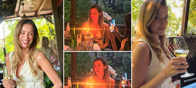 Kaролина Гочева блеска на 46-иот роденден – дува свеќички во ресторан во природа, другарките ја снимаат