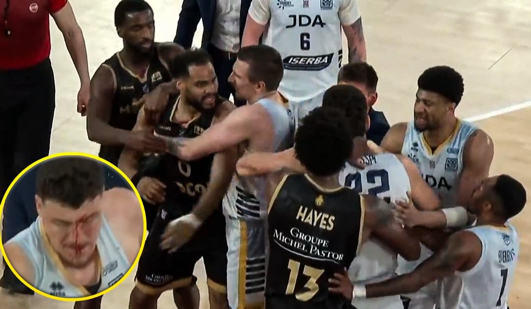 Брутална тепачка во Франција: Летаа боксови, падна и крв на паркетот (ВИДЕО)