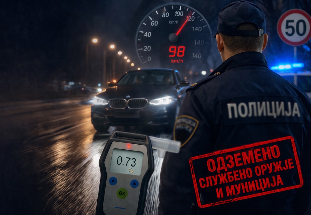 Кривична за полицаец од Битола: Возел двојно побрзо од дозволеното, под дејство на алкохол и со активна забрана