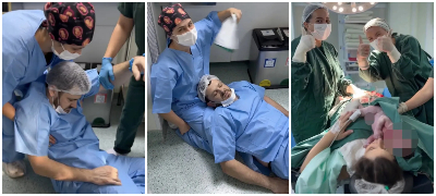 Вирално видео: Татко се онесвести на породувањето на сопругата и стана мета на шеги