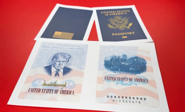 ЛИКОТ НА ТРАМП ЌЕ БИДЕ НА НОВИТЕ СПЕЦИЈАЛНИ АМЕРИКАНСКИ ПАСОШИ