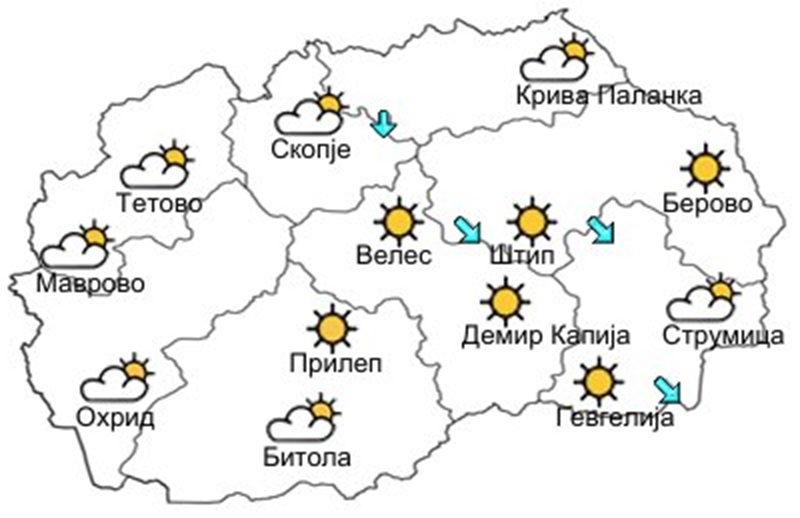 Времето денеска: Сончево и топло со мала до умерена локална облачност