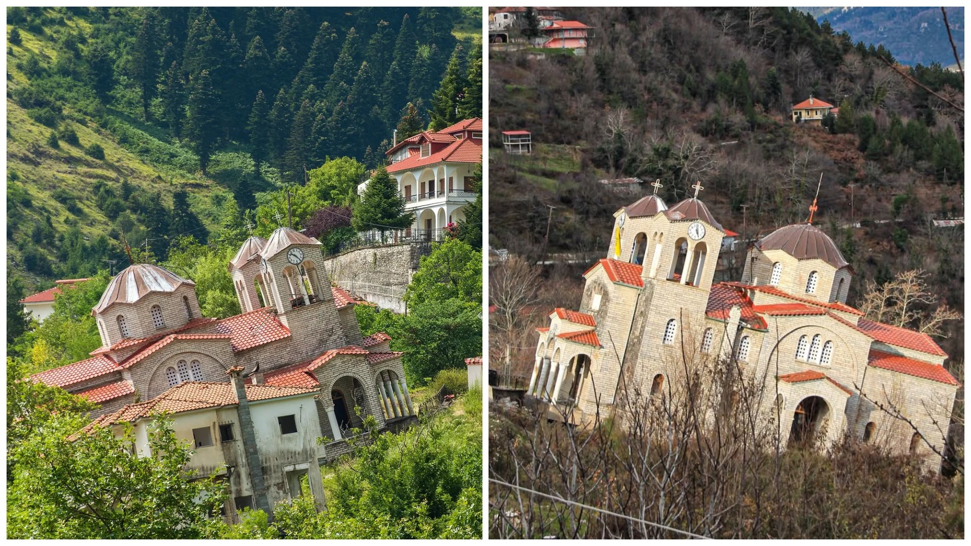 Сите куќи се урнале по свлечиште, само црквата останала: Приказната за „Кривата црква“ во Грција