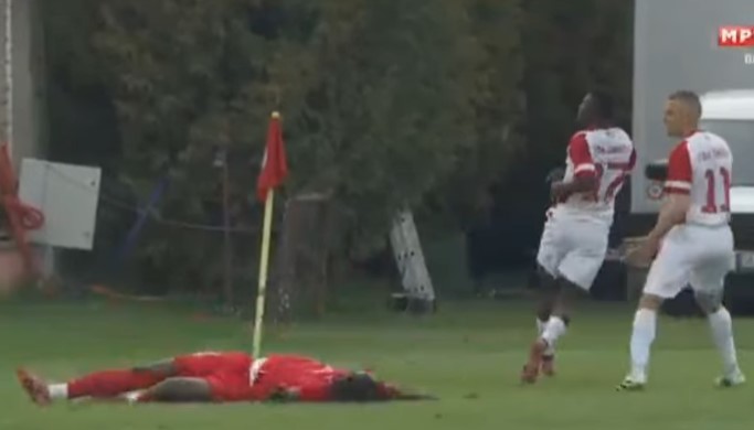 Страшна сцена во ПМФЛ: Фудбалер на Струга можеше да скрши врат! (ВИДЕО)