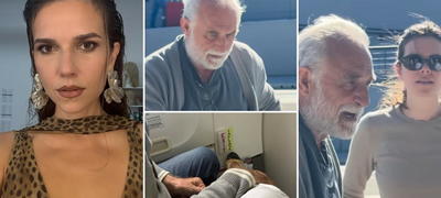 Лазар Ристовски во авион си ја држи за нога 39 години помладата Аница Лазиќ - па ѝ ги носи куферите како вистински кавалер