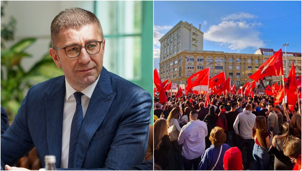 Го прекршија Законот за знамиња, за државна химна и Уставот – вели Мицкоски за протестот за полагање на правосудниот испит на албански