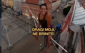 (ВИДЕО) Уличен фестивал – Необична глетка над Загреб привлече внимание: Илјадници минувачи го гледаа настапот на одење по јаже
