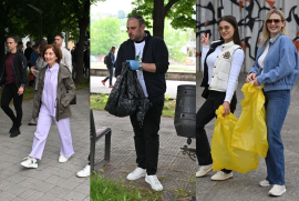 Претседателката Силјановска и градоначалникот Ѓорѓиевски на почетокот на акцијата „Генералка викенд“ зад Владата