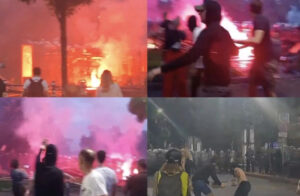 ВИДЕО: Целосен хаос во центарот на Белград, блокадeрите ја нападнаа полицијата со факели