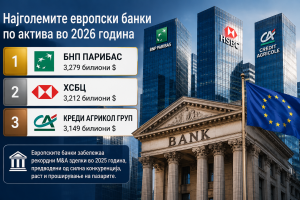 Објавена листата на 50 најголеми европски банки за 2026 година