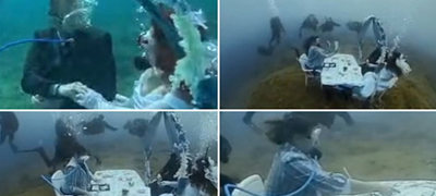 Уникатна свадба во Хрватска: Се венчаа на дното од морето, „кажаа ДА“ со напис на лист (видео)