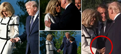 Нов бизарен потег на Трамп – не ѝ ја пушта раката на Брижит Макрон при ракување 13 секунди (вирално видео)