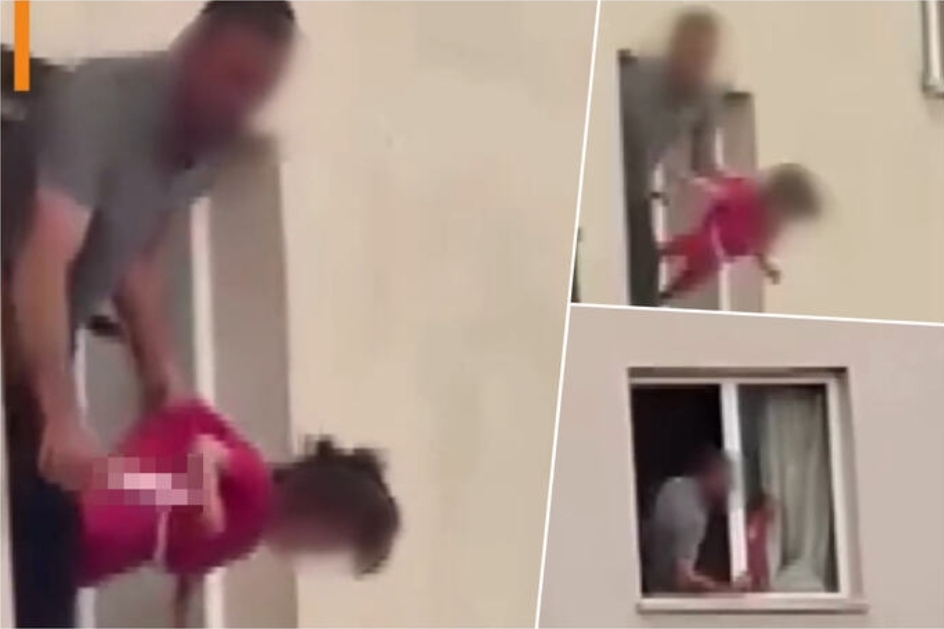 Вознемирувачко видео) По расправија со сопругата ја зема ќерката (3) како заложник и застана на прозорецот со нож