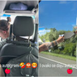 (Видео) Необична сцена на пат — „Црвена јабука“ му даде автограм на обожавател од камион