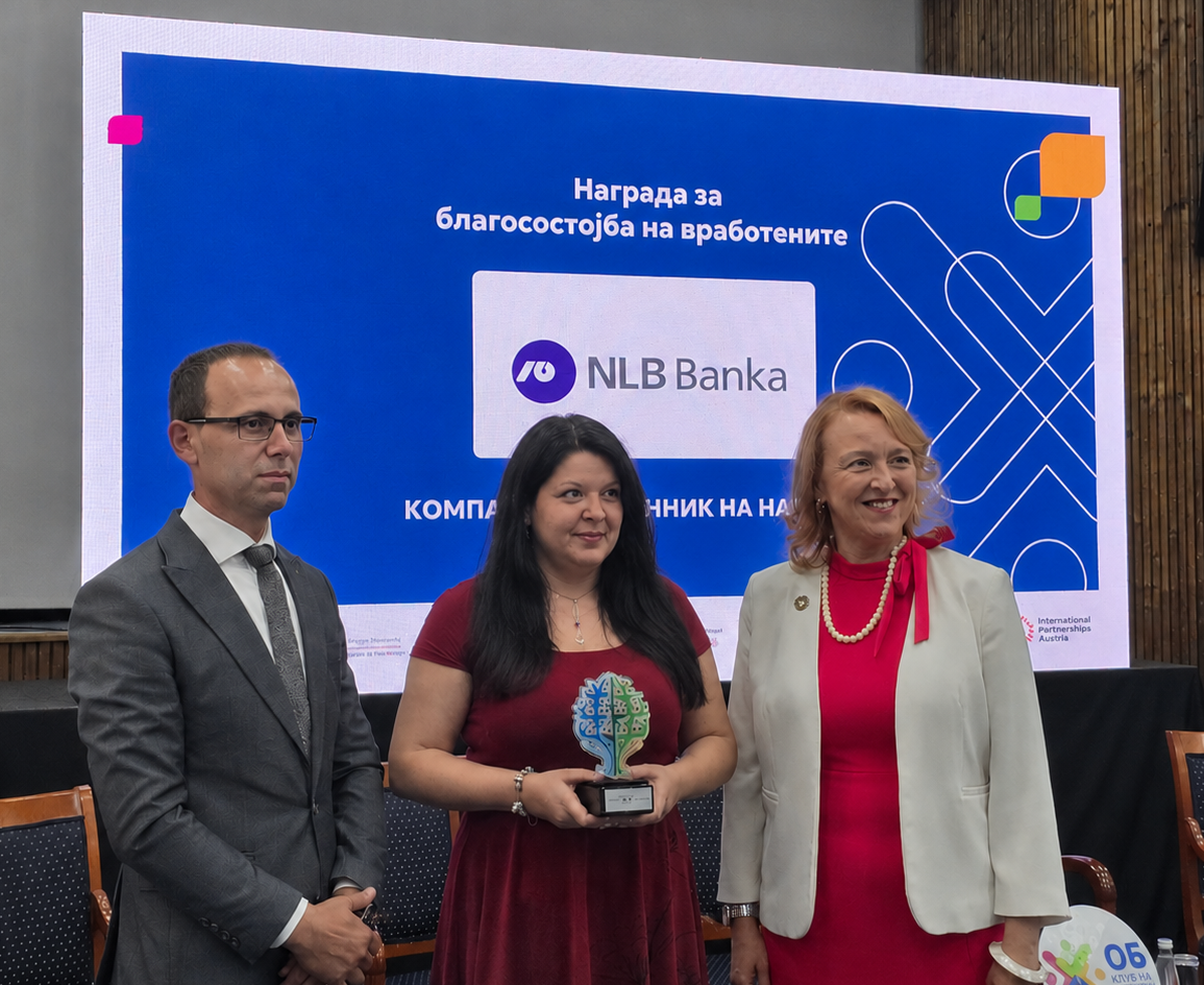 НЛБ Банка добитник на националната Награда за благосостојба на вработените во рамките на проектот „Предводници на одржливиот развој“