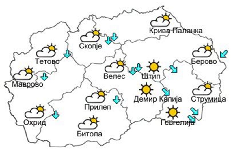 Сончево со мала до умерена локална облачност, температурата до 33 степени