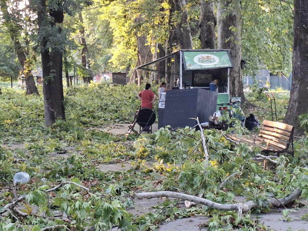 (ФОТО) Градски парк „покосен“ од невремето, откажан концертот на Џос Стоун